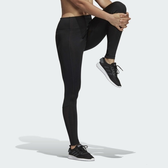 💕ADIDAS💕 Climalite Design 2 Move High Rise Logo Mesh Tights ~ Black Large NWT - Picture 2 of 15